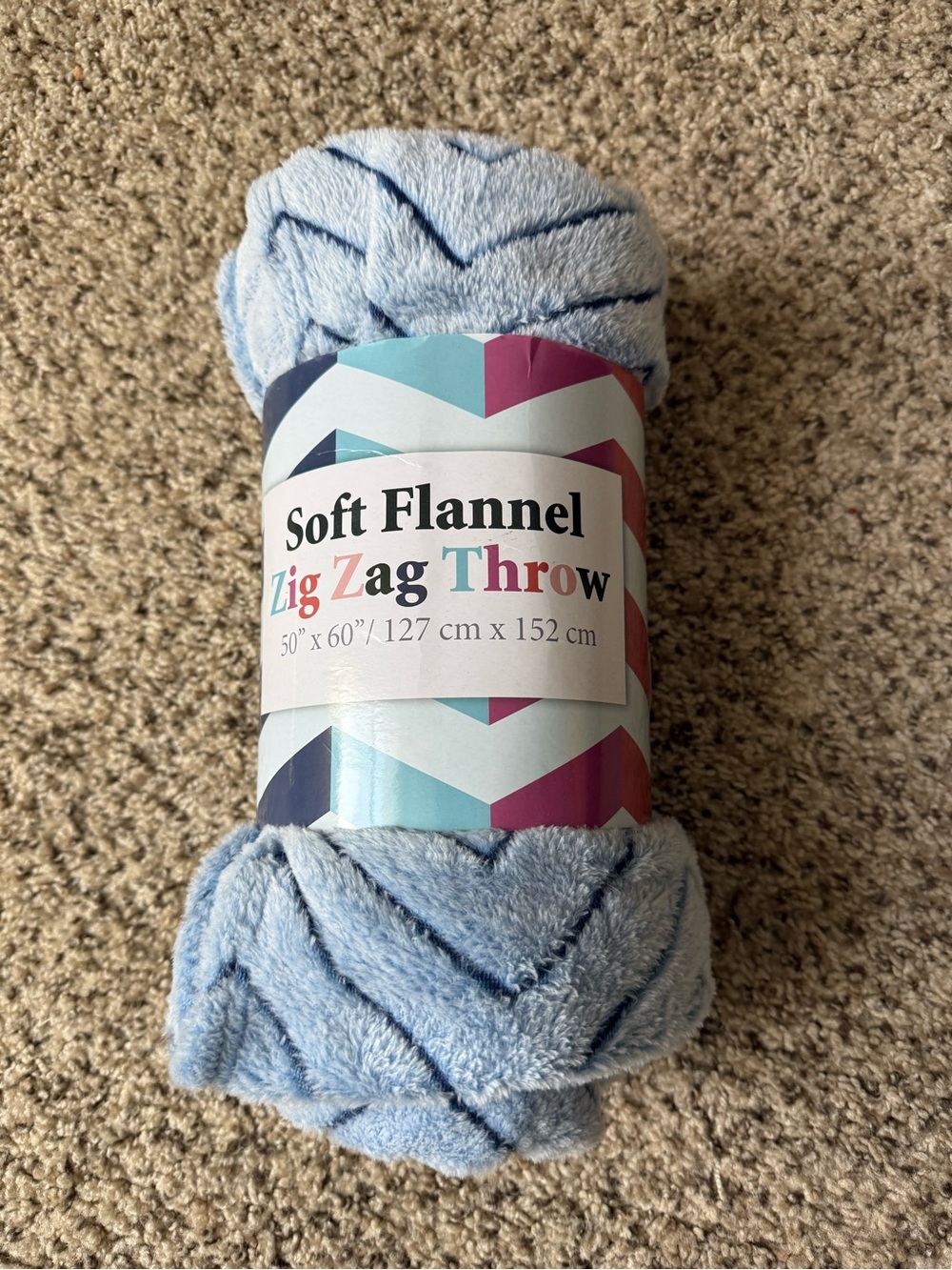 Soft Flannel Zig Zag Throw Blanket - Light Blue